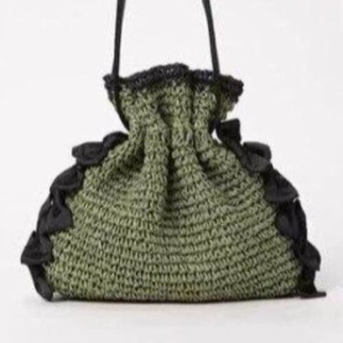 Sac en Paille Tissée avec Nœud Papillon - Vert