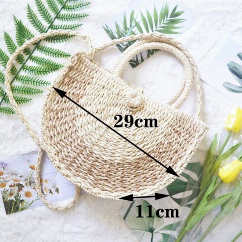 Sac Fourre-tout En Osier Tressé, Garniture Tissu, Anse Bambou, Style Naturel